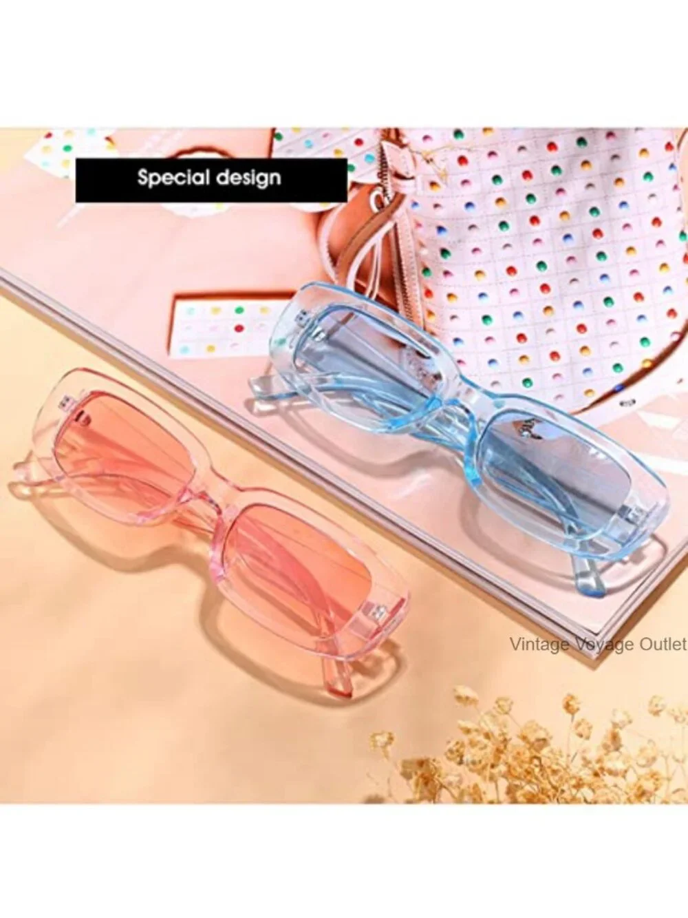 Retro Rectangle Sunglasses Y2K 90s UV400 Protection